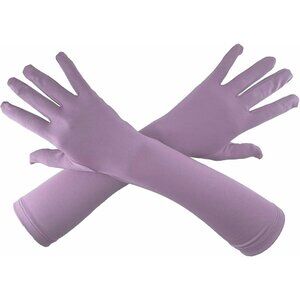 Women's Purple Elbow Length Satin Long Gloves Design Stretchy Cosplay Costume